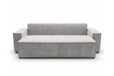 Designer 3 Sitzer Sofa Rego in Samt mit Schlaffunktion & Stauraum – Hellgrau