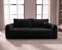 Designer 3 Sitzer Sofa Nora in Samt mit Schlaffunktion & Stauraum – Schwarz