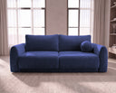 Designer 3 Sitzer Sofa Nora in Samt mit Schlaffunktion & Stauraum – Blau