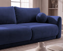 Designer 3 Sitzer Sofa Nora in Samt mit Schlaffunktion & Stauraum – Blau