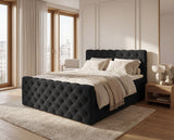 Boxspringbett Adora Samt mit Stauraum – Schwarz