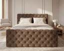 Boxspringbett Adora Samt mit Stauraum – Braun