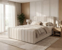 Boxspringbett Elin Samt mit Stauraum – Beige