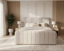 Boxspringbett Elin Samt mit Stauraum – Beige