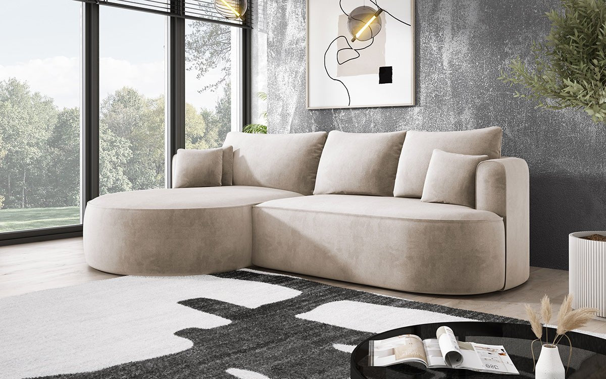 Designer L-bank Lucca in Fluweel