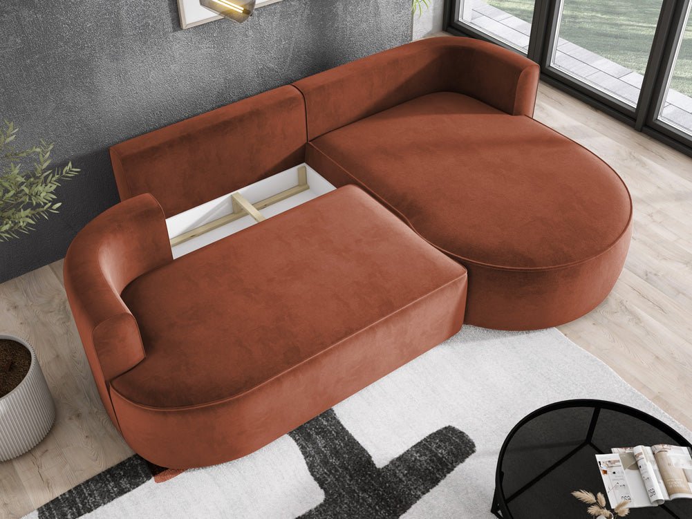 Designer L-bank Lucca in Fluweel
