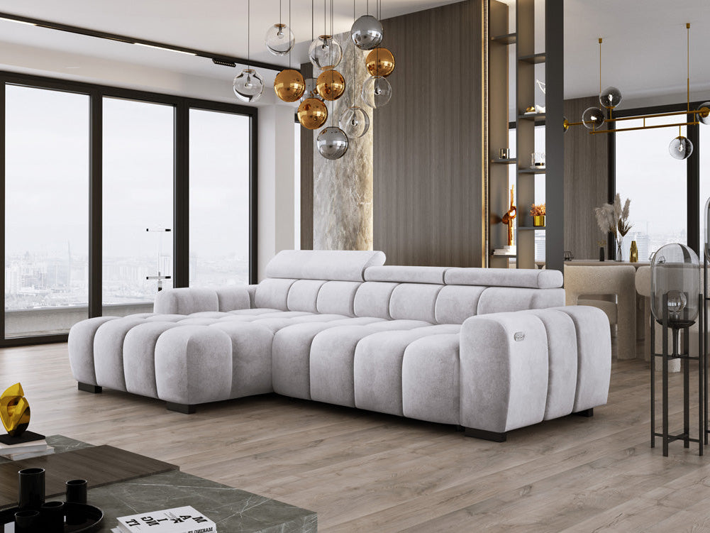Designsofa Amalfi in Fluweel met elektrische zitverlenging
