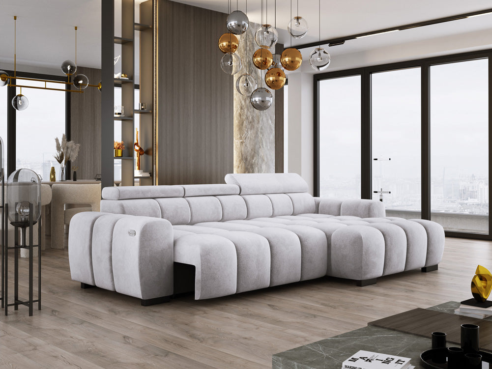 Designsofa Amalfi in Fluweel met elektrische zitverlenging