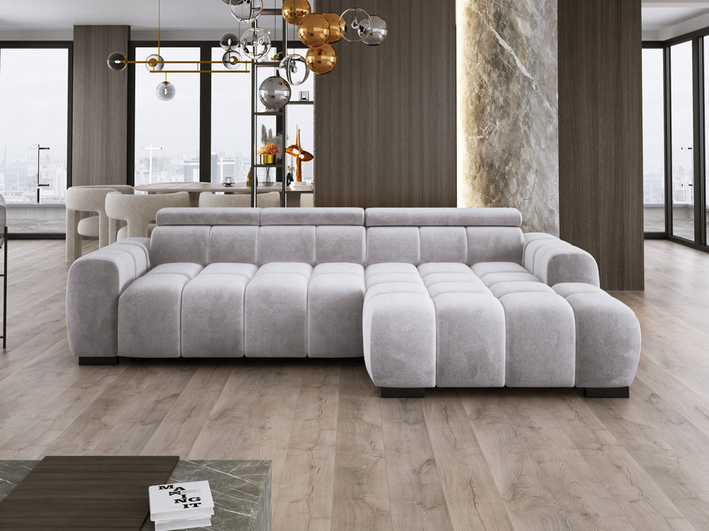 Designsofa Amalfi in Fluweel met elektrische zitverlenging