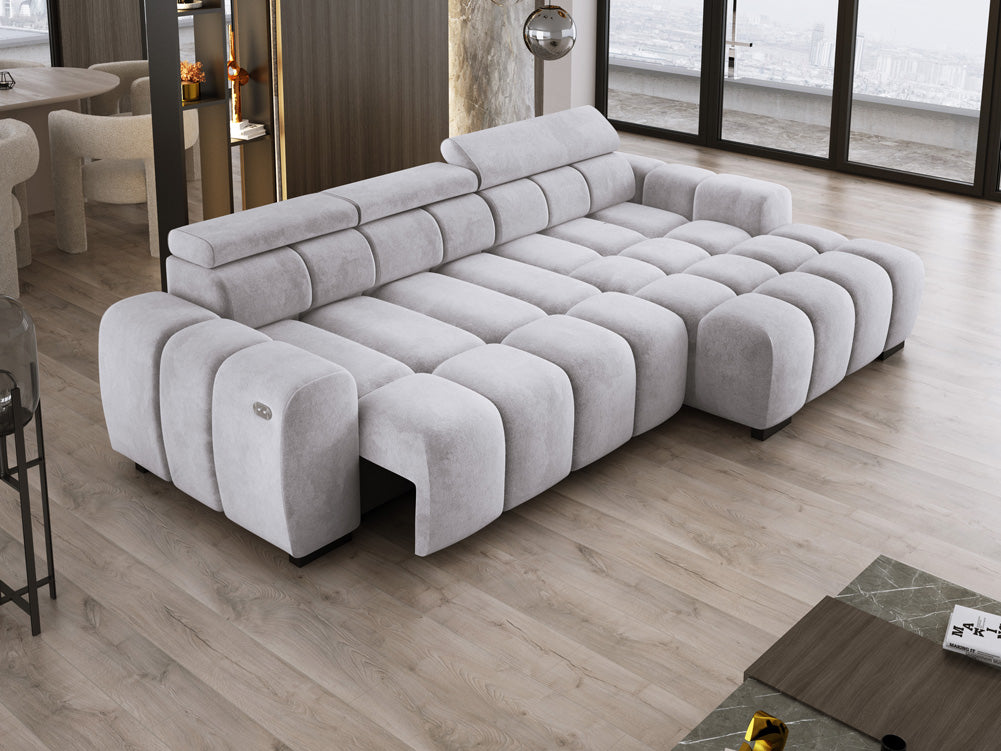 Designsofa Amalfi in Fluweel met elektrische zitverlenging