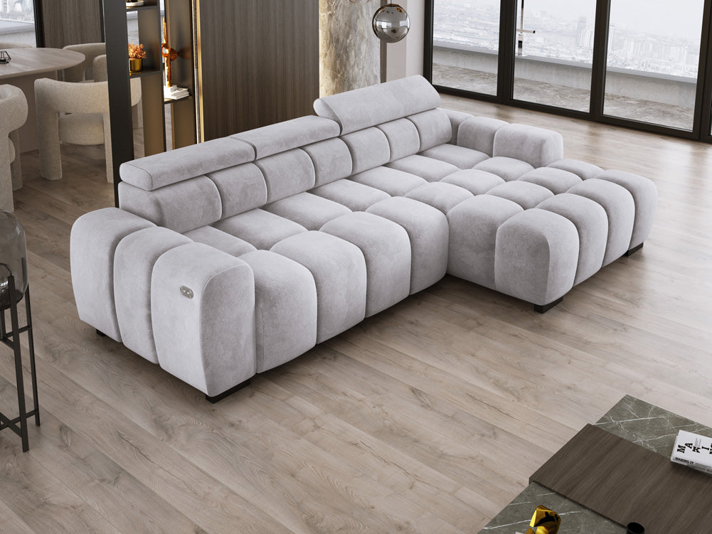 Designsofa Amalfi in Fluweel met elektrische zitverlenging