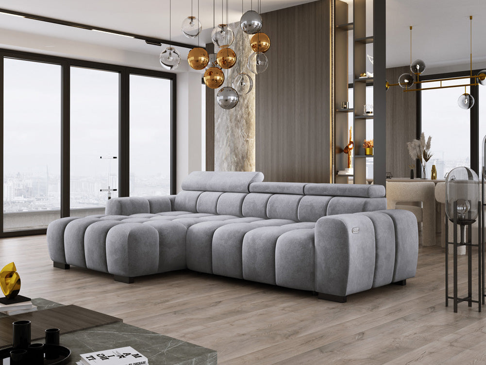Designsofa Amalfi in Fluweel met elektrische zitverlenging