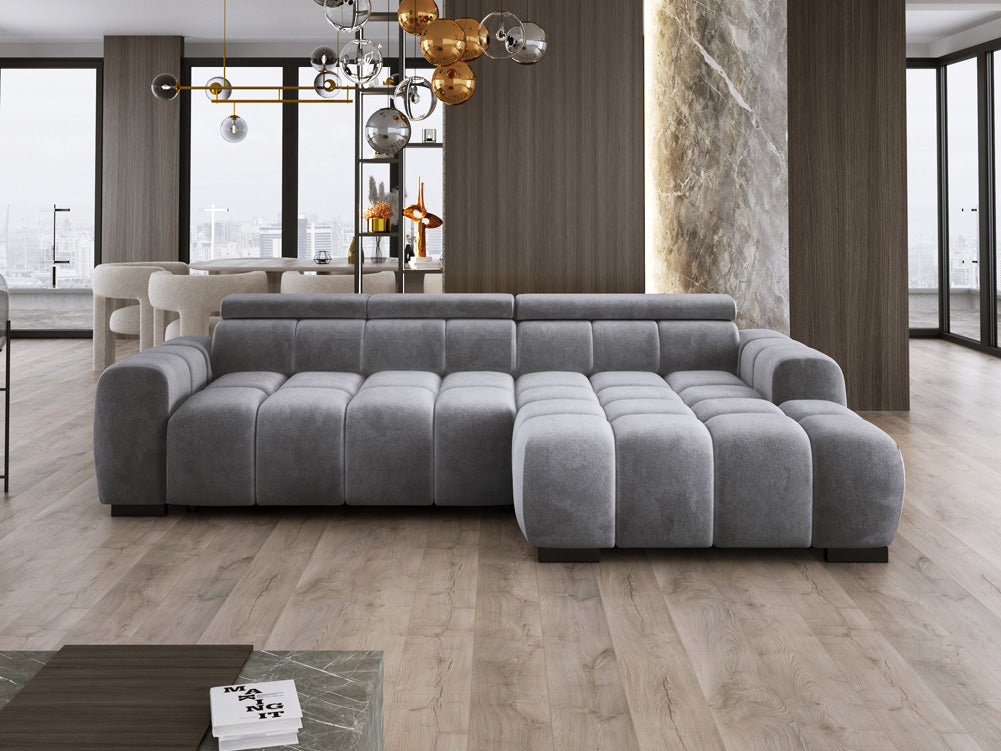 Designsofa Amalfi in Fluweel met elektrische zitverlenging