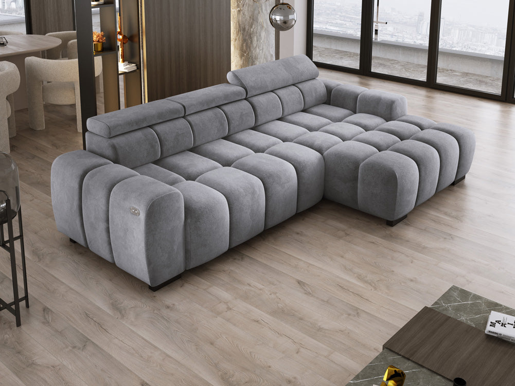 Designsofa Amalfi in Fluweel met elektrische zitverlenging
