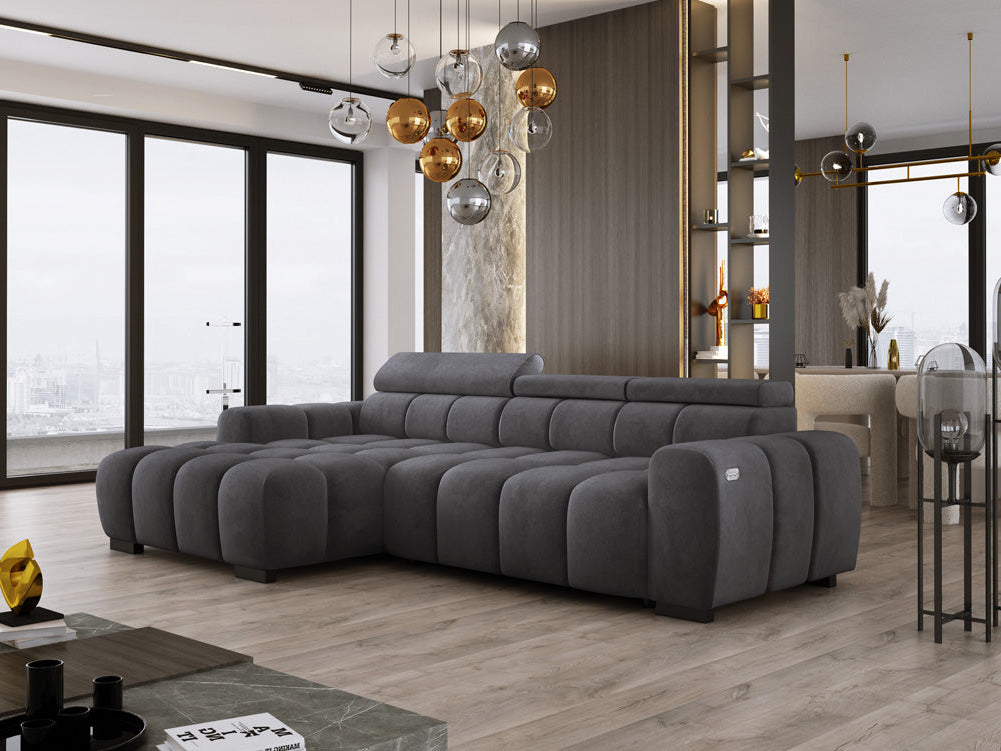 Designsofa Amalfi in Fluweel met elektrische zitverlenging