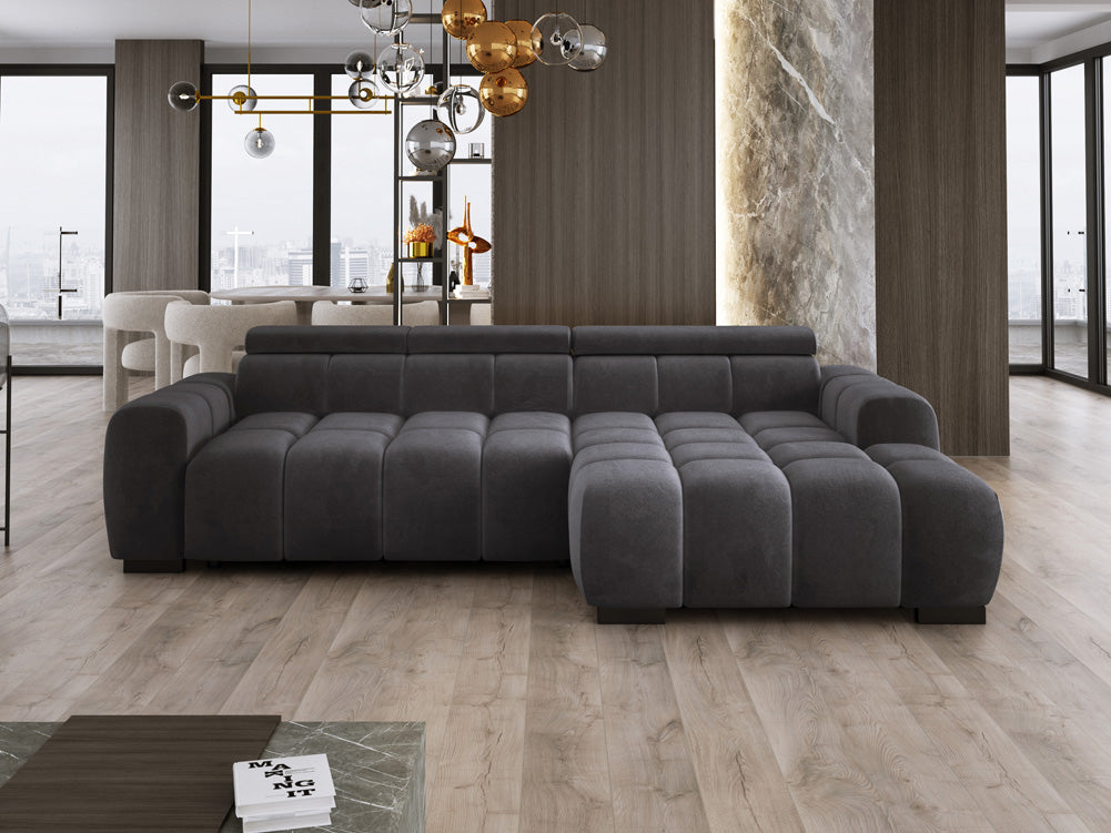 Designsofa Amalfi in Fluweel met elektrische zitverlenging