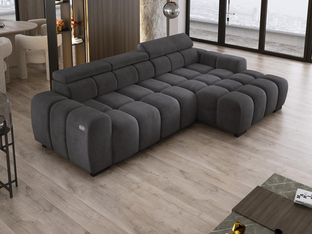 Designsofa Amalfi in Fluweel met elektrische zitverlenging