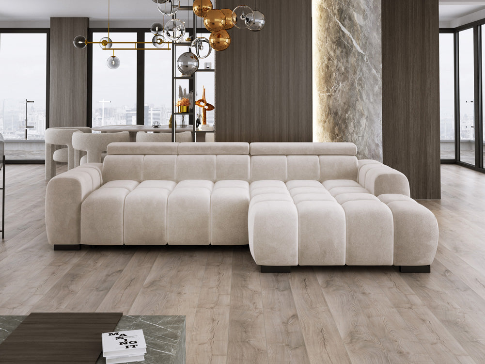 Designsofa Amalfi in Fluweel met elektrische zitverlenging