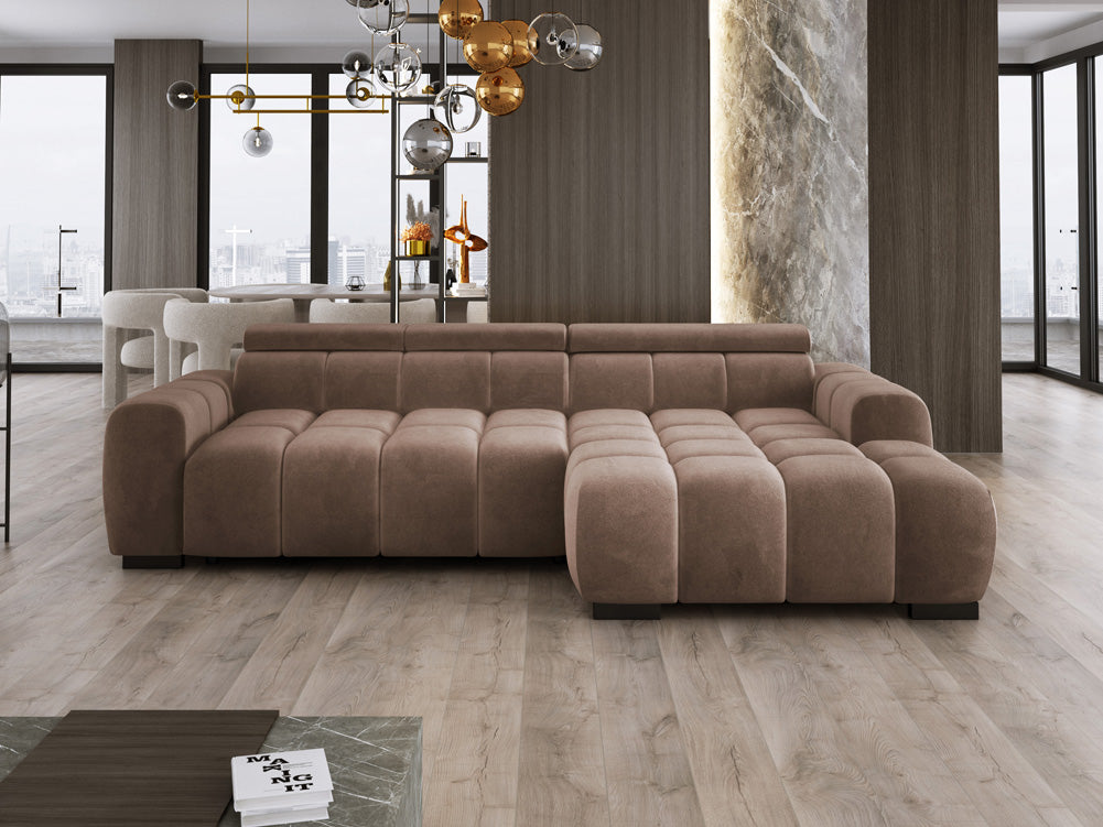 Designsofa Amalfi in Fluweel met elektrische zitverlenging