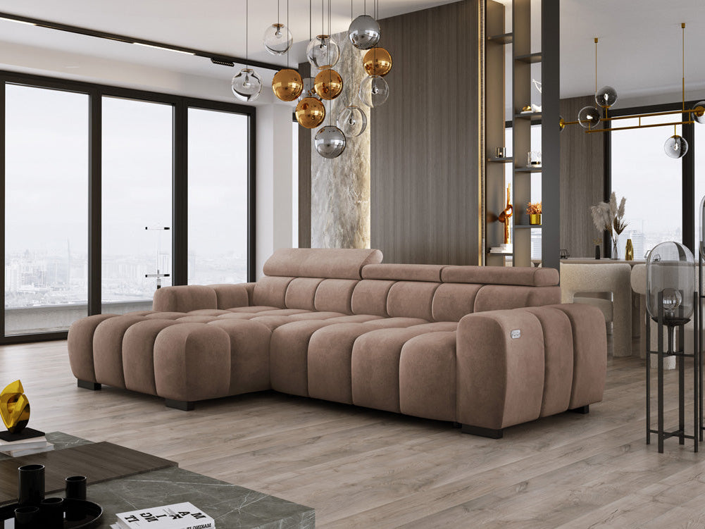 Designsofa Amalfi in Fluweel met elektrische zitverlenging