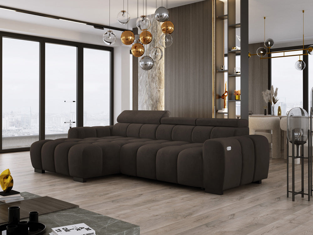 Designsofa Amalfi in Fluweel met elektrische zitverlenging