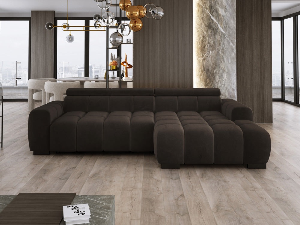 Designsofa Amalfi in Fluweel met elektrische zitverlenging