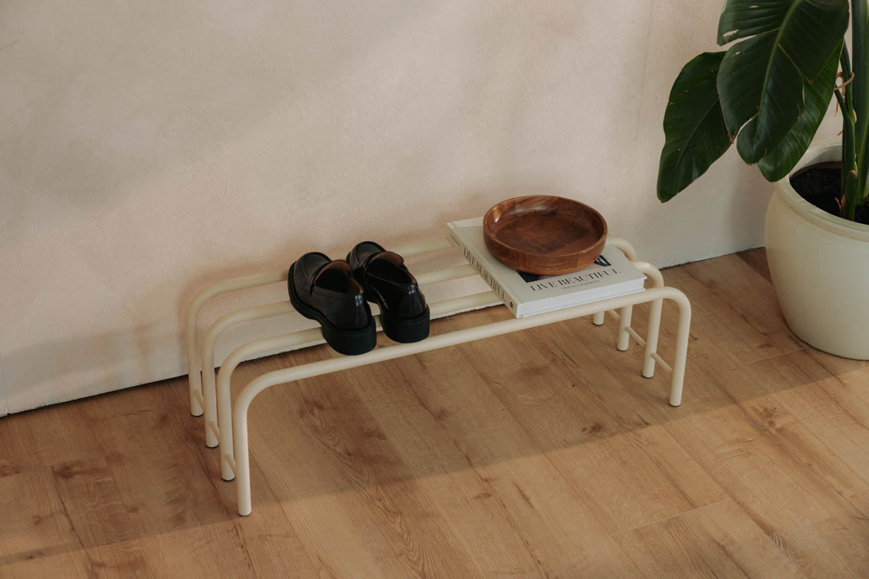 Schoenenrek Camo – RVS Design in Zwart, Cashew of Wit