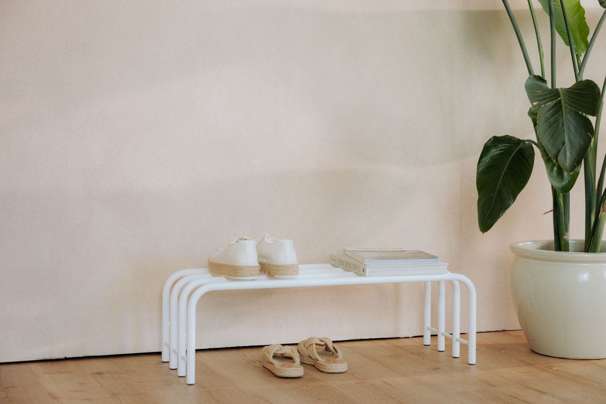 Schoenenrek Camo – RVS Design in Zwart, Cashew of Wit