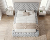 Designer Polsterbett Siena in Samt – Hellgrau