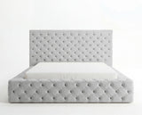 Designer Polsterbett Siena in Samt – Hellgrau