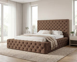Designer Polsterbett Siena in Samt – Braun