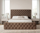 Designer Polsterbett Siena in Samt – Braun