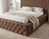 Designer Polsterbett Siena in Samt – Braun