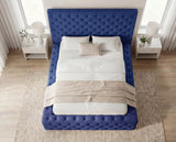 Designer Polsterbett Siena in Samt – Blau