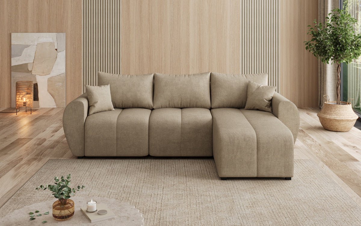 Designersofa Sorella L met slaap- en klapfunctie in Stof