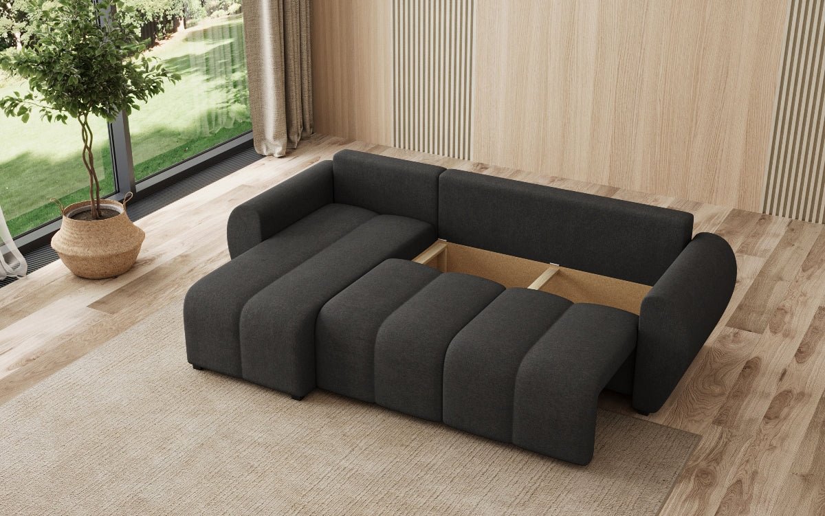 Designersofa Sorella L met slaap- en klapfunctie in Stof