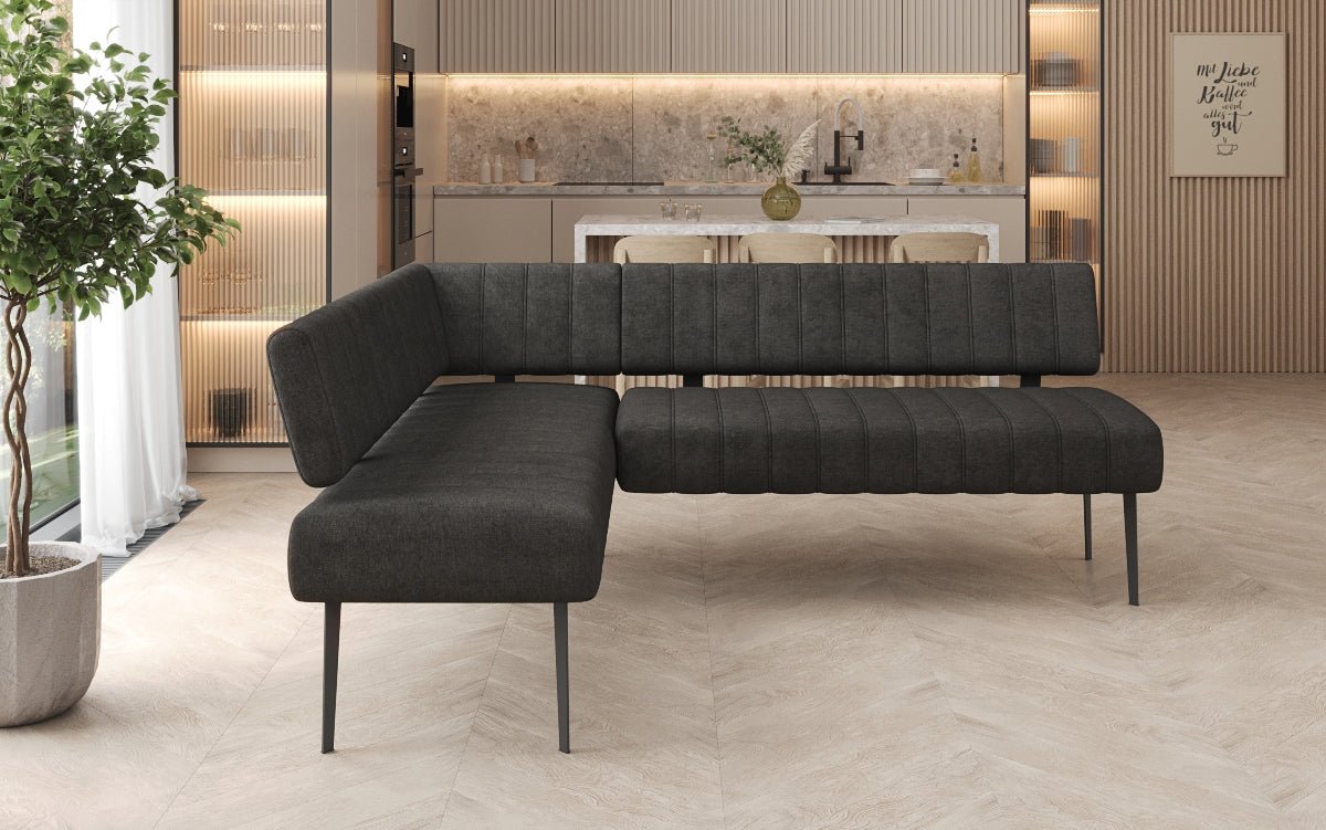 Gestoffeerde eettafelbank Montero van robuuste Stof met metalen poten