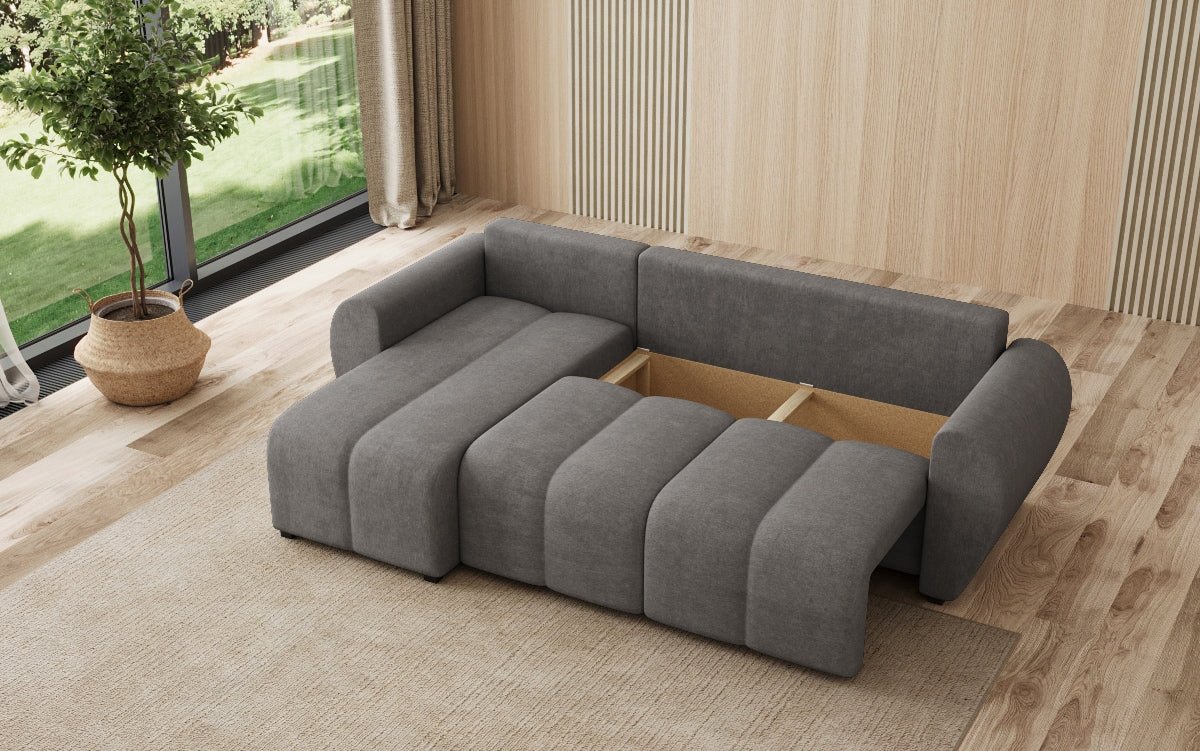 Designersofa Sorella L met slaap- en klapfunctie in Stof
