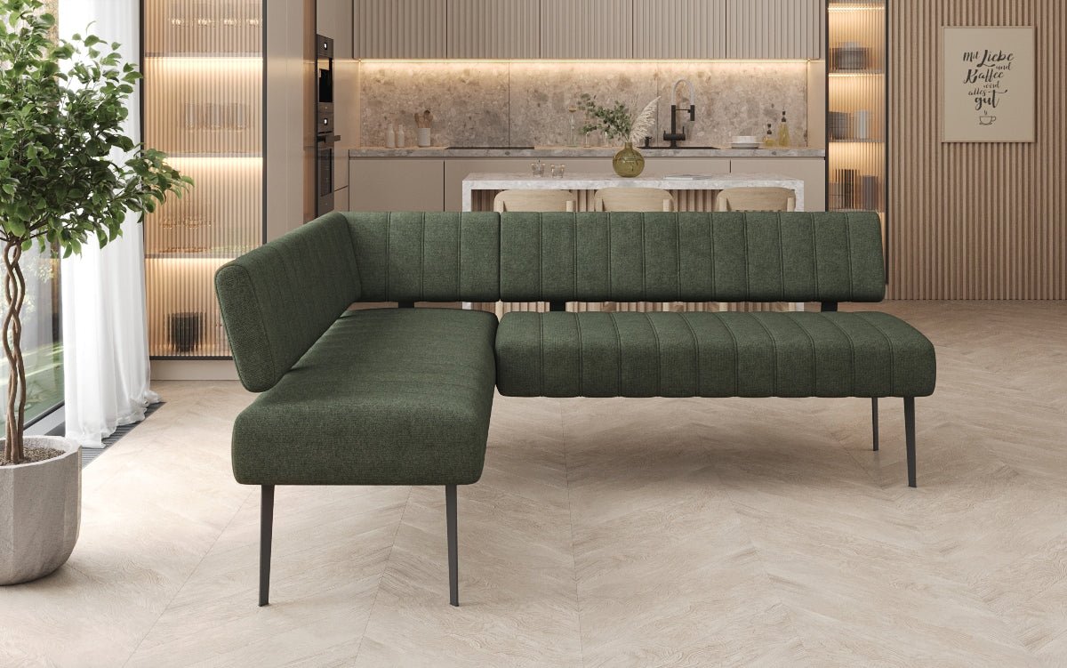 Gestoffeerde eettafelbank Montero van robuuste Stof met metalen poten