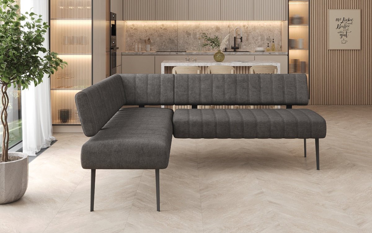 Gestoffeerde eettafelbank Montero van robuuste Stof met metalen poten