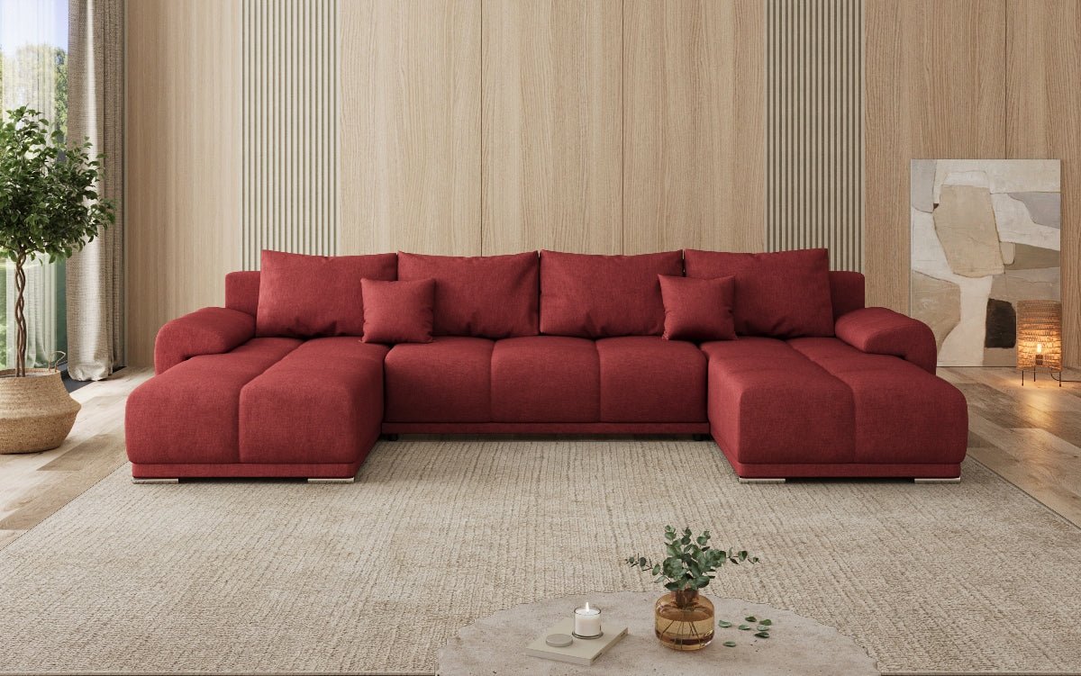 Designersofa Leni U met slaap- en klapfunctie in Stof