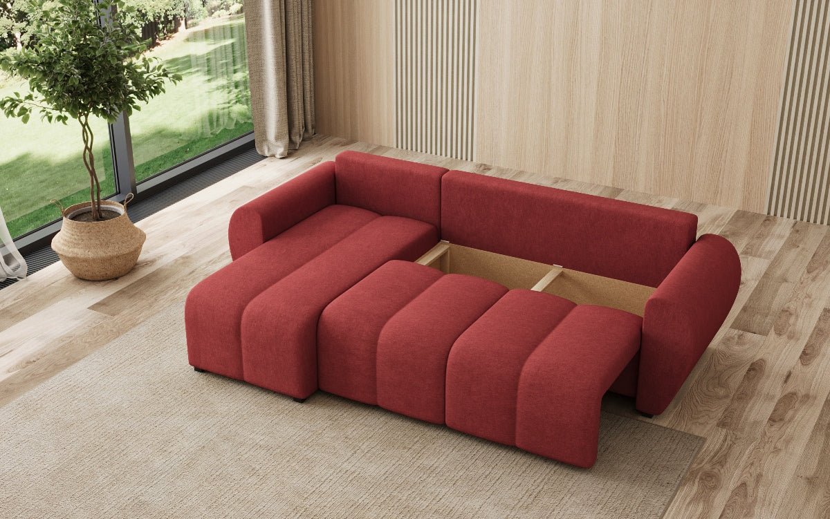 Designersofa Sorella L met slaap- en klapfunctie in Stof