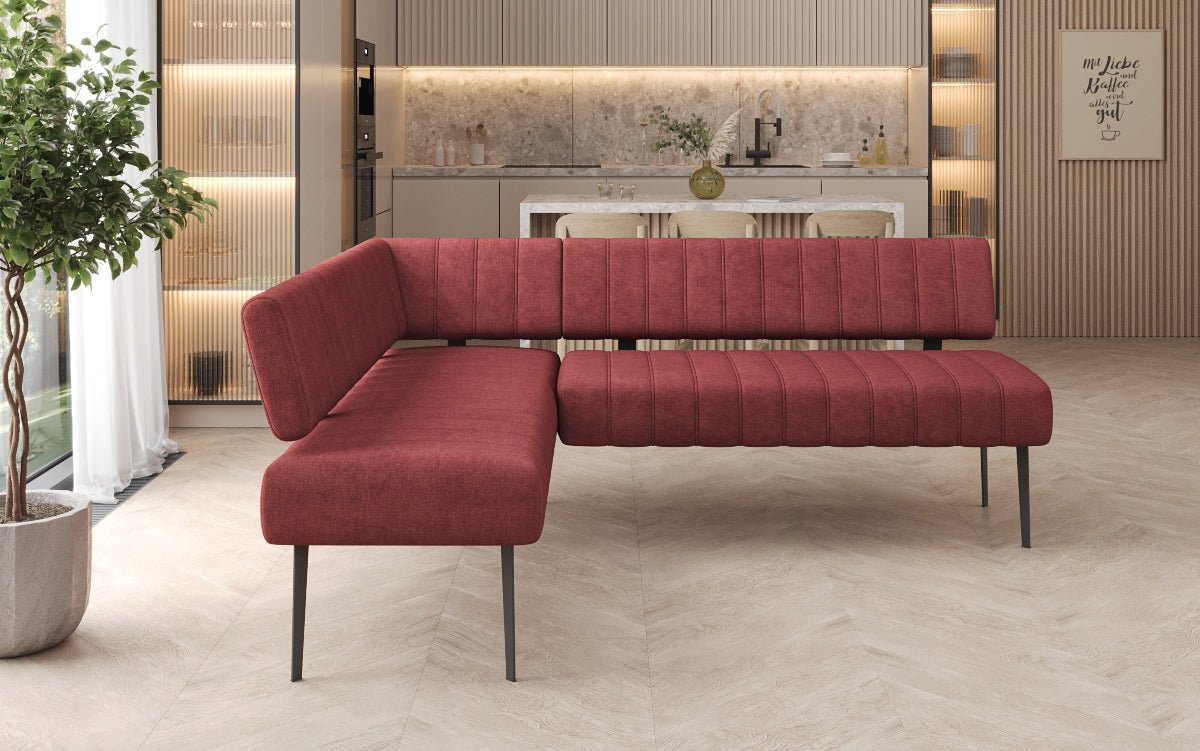 Gestoffeerde eettafelbank Montero van robuuste Stof met metalen poten