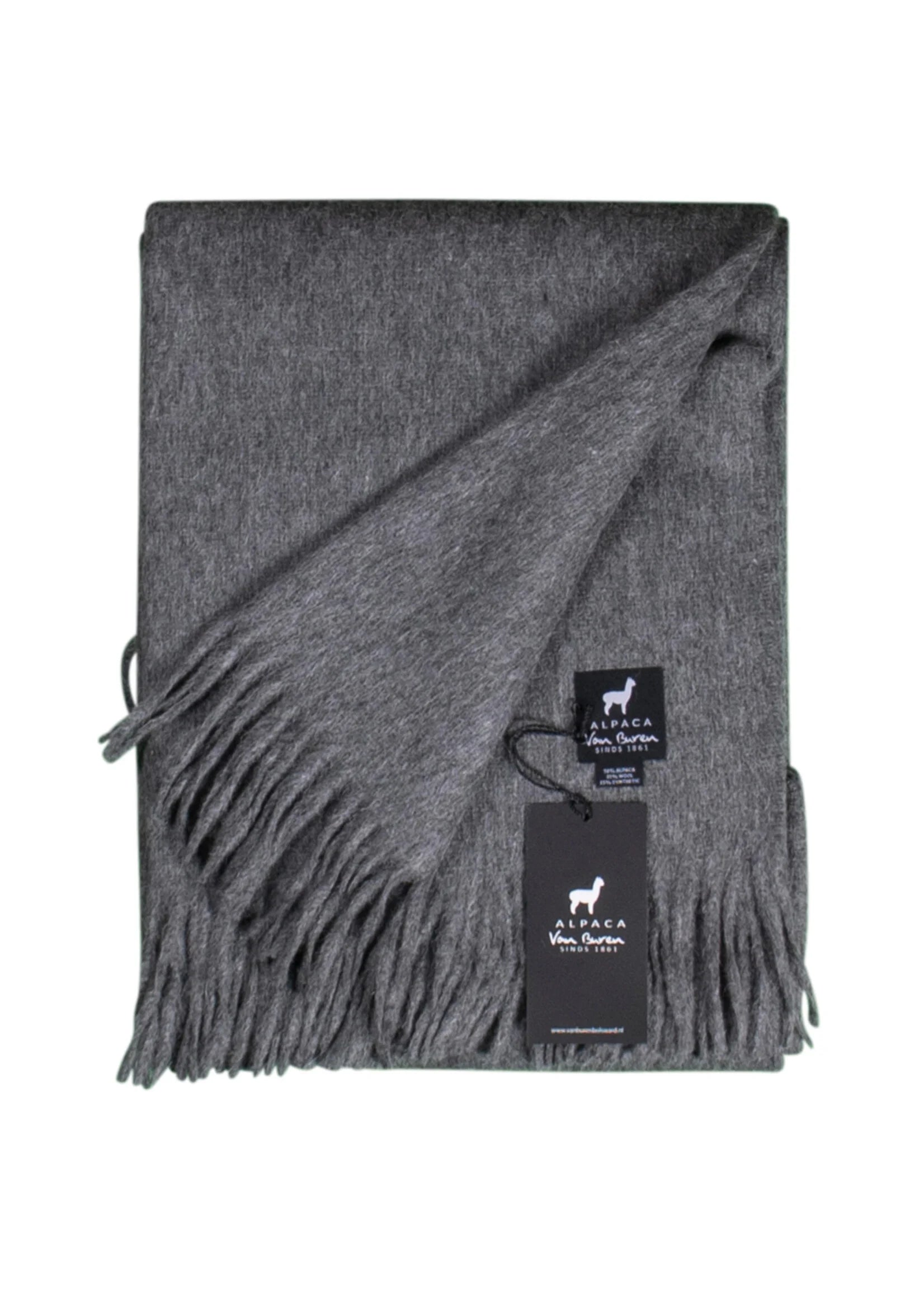 Alpaca Tagesdecke Liva - Reine Alpakawolle in Grijs - 200x150 cm