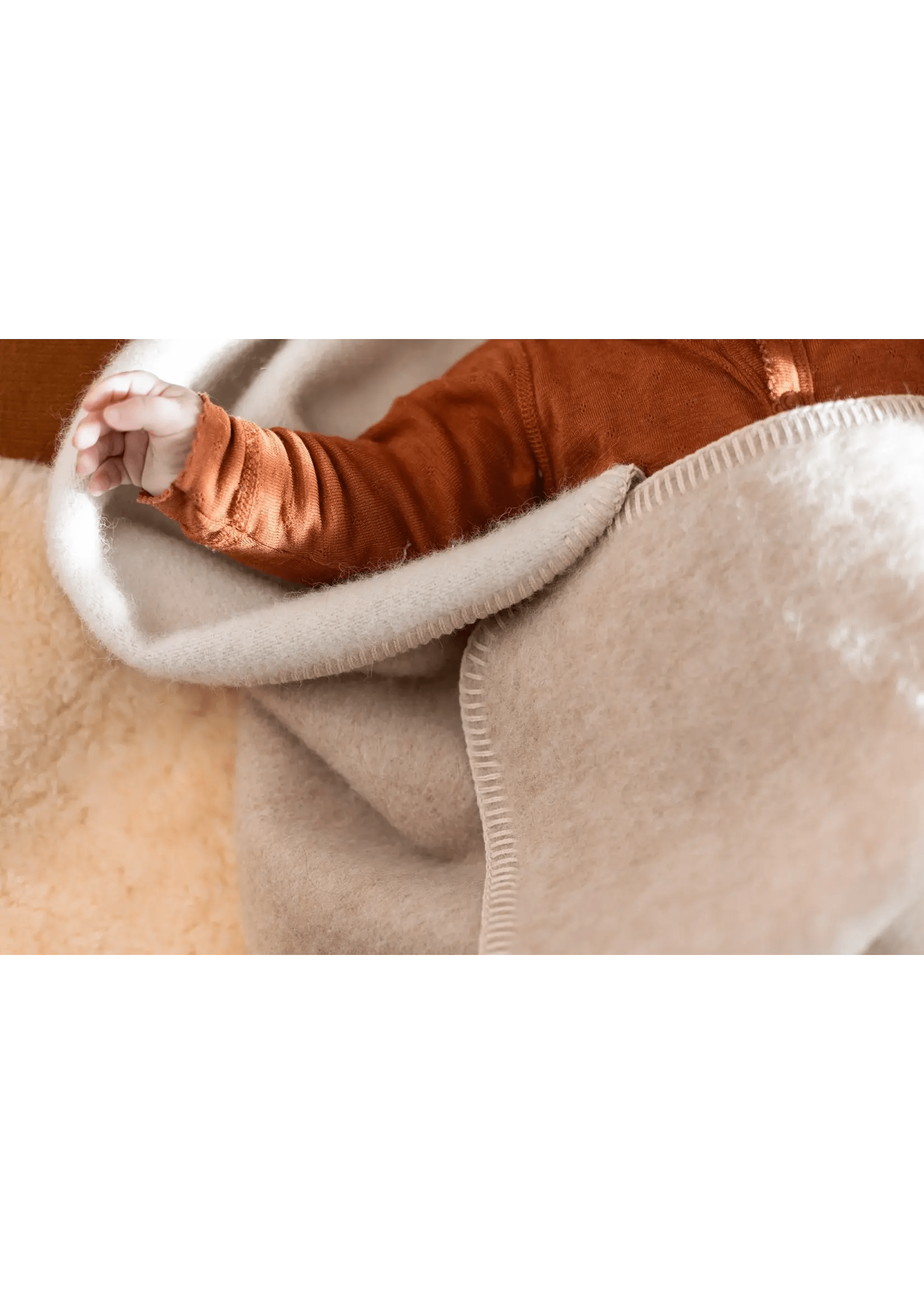 Babydeken van zuivere alpacawol - Beige & Grijs - 95x75 cm