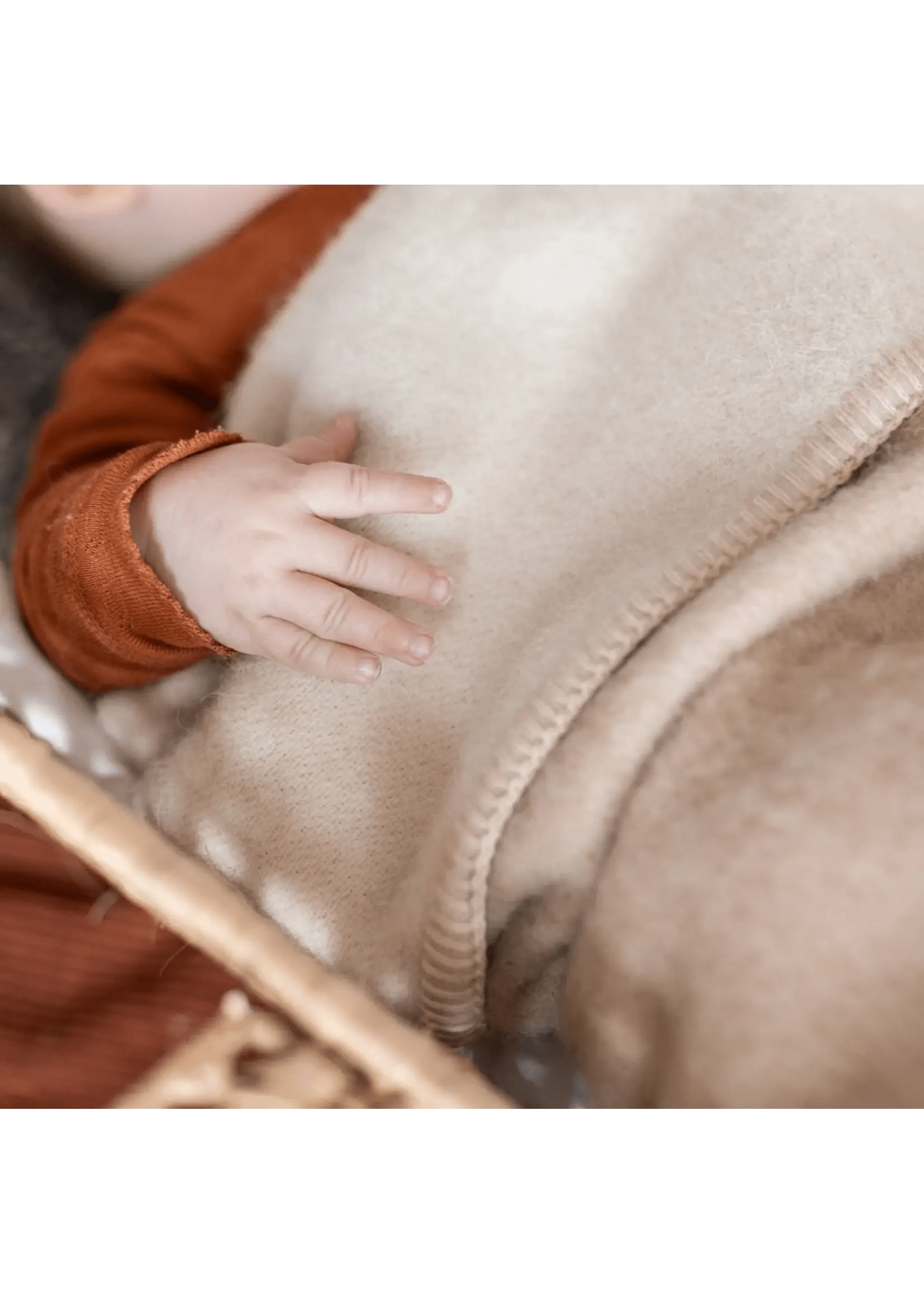 Babydeken van zuivere alpacawol - Beige & Grijs - 95x75 cm