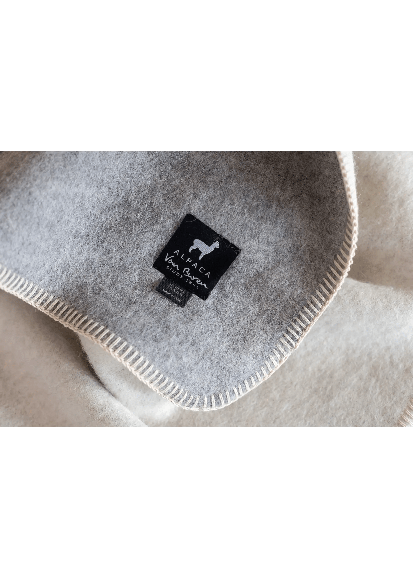 Babydeken van zuivere alpacawol - Beige & Grijs - 95x75 cm