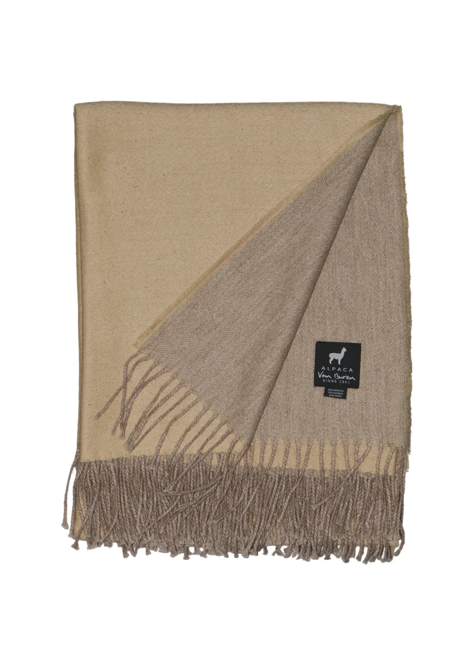 Lichtgewicht Alpaca Plaid Elora - Pure Alpaca Wol in Zand - 175x135 cm