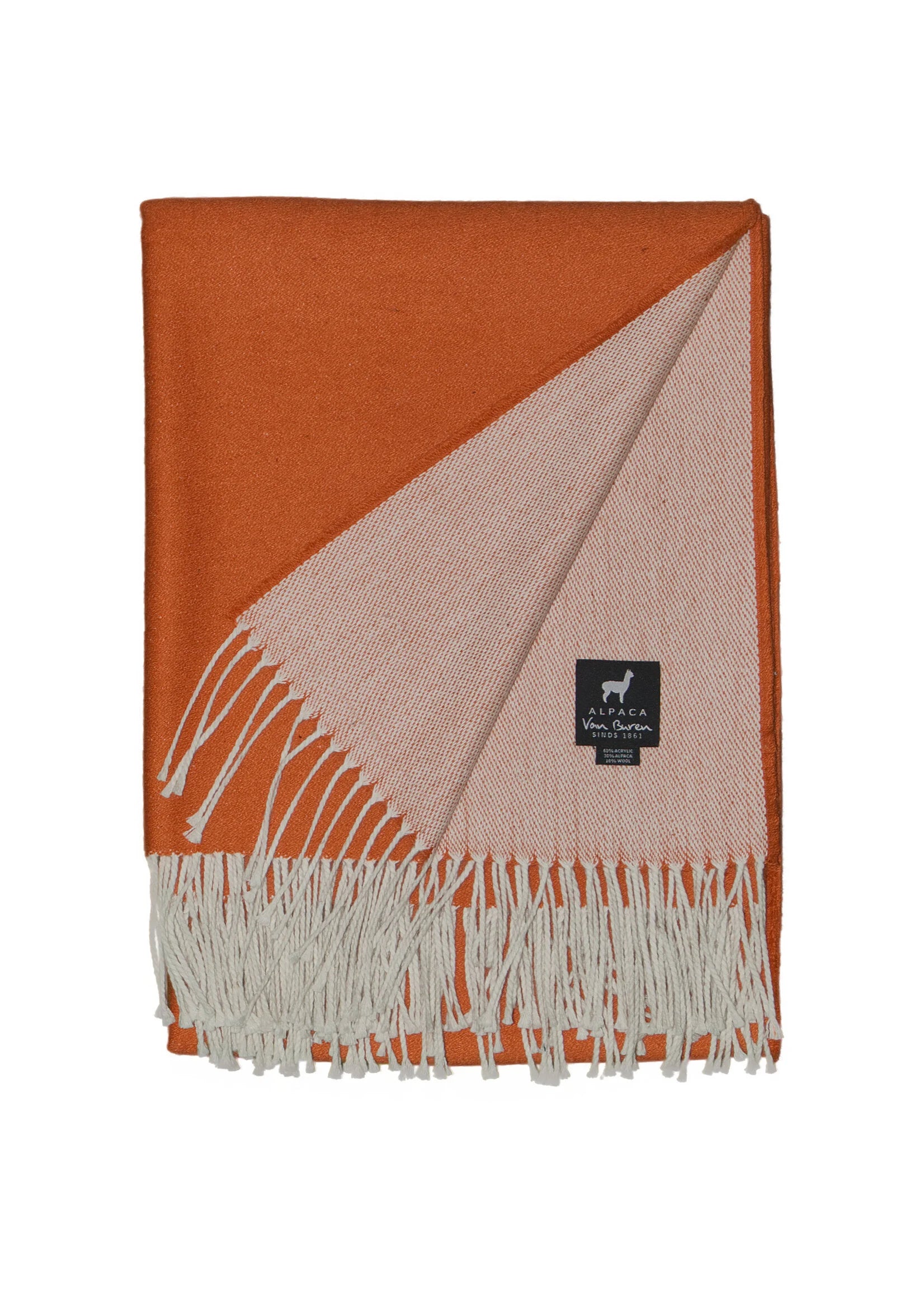 Lichtgewicht Alpaca Plaid Noria - Pure Alpacawol in Oranje - 175x135 cm