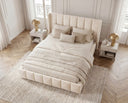 Designer Polsterbett Viola in Samt – Beige